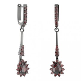 BG náušnice s centrálním kapkovitým kamenem 509-B94 Stříbro 925 - ruthenium (30-90dní) Granát