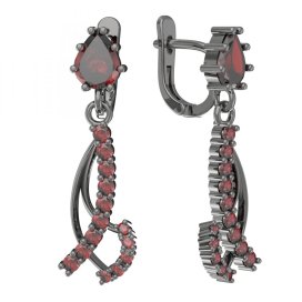 BG náušnice osázený kameny:granát  501-57 Stříbro 925 - ruthenium (30-90dní) Granát