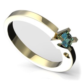 BG zlatý prstýnek 795 Žluté zlato - 585 Světle modrý kubický zirkon