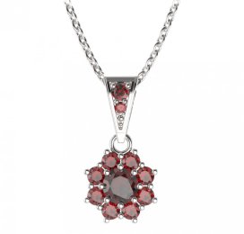 BG přívěs kulatý 023-1 Stříbro 925 - rhodium Granát