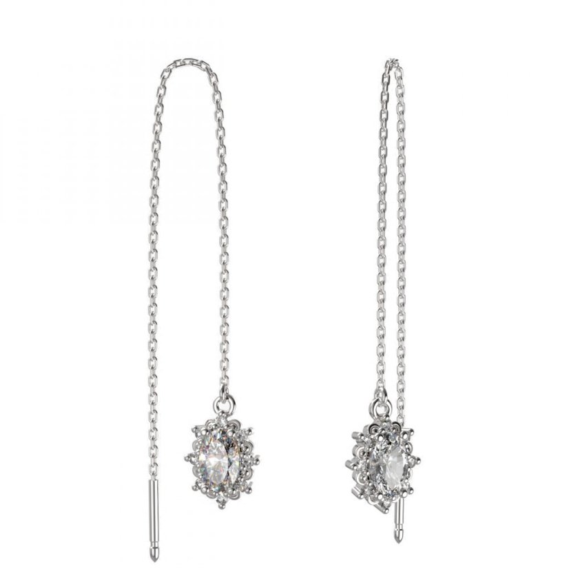 BG zlaté diamantové náušnice ovál -  953 Bílé zlato - 585 Diamant lab-grown