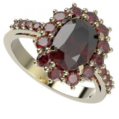 BG prsten oválný 972-Z Stříbro 925 - pozlacené Granát