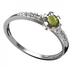 BG vltavínový prsten 556D Bílé zlato - 585 Vltavín a diamant