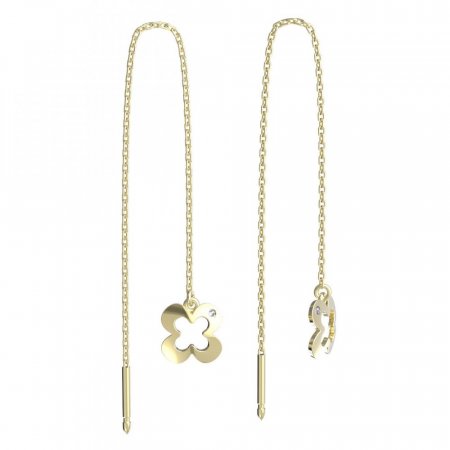 BeKid, Gold kids earrings -849 - Switching on: Chain 9 cm, Metal: Yellow gold 585, Stone: Pink cubic zircon