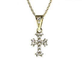 BG zlatý diamantový přívěšek křížek 267 Žluté zlato - 585 Diamant lab-grown