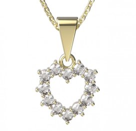 BG zlatý diamantový přívěšek srdíčko 005 Žluté zlato - 585 Diamant lab-grown