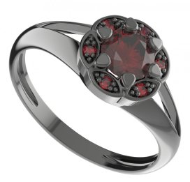 BG prsten kulatý 994-V Stříbro 925 - ruthenium (30-90dní) Granát