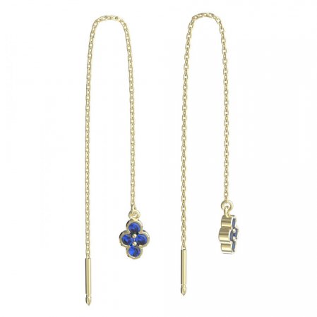 BeKid, Gold kids earrings -295 - Switching on: Chain 9 cm, Metal: Yellow gold 585, Stone: Dark blue cubic zircon