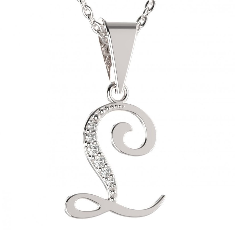 BG zlatý přívěsek písmenko L - 1221 Bílé zlato - 585 Diamant