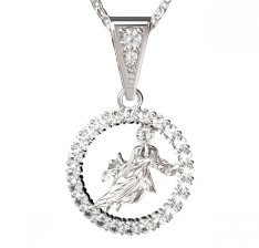 BG zlatý diamantový přívěšek Panna 052 Bílé zlato - 585 Diamant lab-grown
