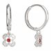 BeKid, Gold kids earrings -830 - Switching on: Circles 15 mm, Metal: White gold 585, Stone: Red cubic zircon