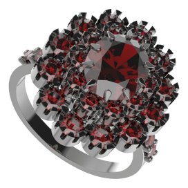 BG prsten 280-Z oválného tvaru Stříbro 925 - ruthenium (30-90dní) Granát