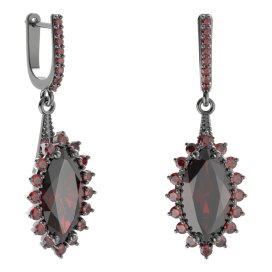 BG náušnice s centrálním oválným kamenem 513-G91 Stříbro 925 - ruthenium (30-90dní) Granát