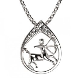 BG zlatý přívěšek Střelec 047 Bílé zlato - 585 Bílý kubický zirkon