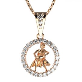 Zlatý přívěsek znamení Vodnář s lab-grown diamantem, růžové zlato 585 – 052 (Zd14052B2)