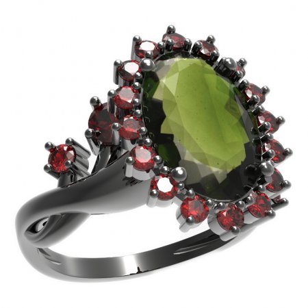 BG prsten s oválným kamenem 507-P - Kov: Stříbro 925 - rhodium, Kámen: Granát