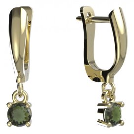 BG zlaté vltavínové náušnice 725 Žluté zlato - 585 Vltavín