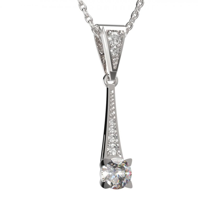 BG zlatý diamantový přívěšek  985 Bílé zlato - 585 Diamant lab-grown