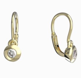 BeKid dětské náušnice 732 Žluté zlato - 585 Bílý kubický zirkon