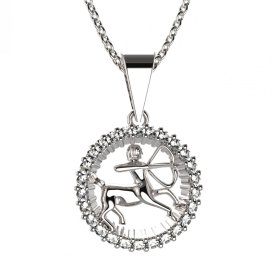 BG zlatý přívěšek Střelec 045 Bílé zlato - 585 Bílý kubický zirkon