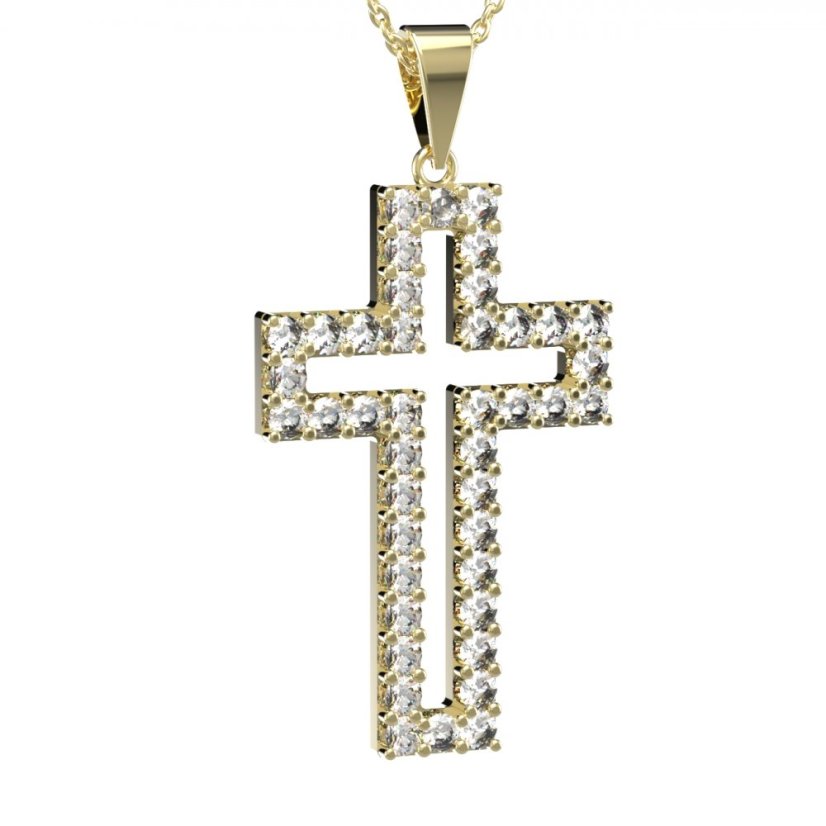 BG zlatý přívěšek křížek 238 Žluté zlato - 585 Diamant