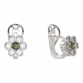 BG náušnice 140-R7 kulaté Stříbro 925 - rhodium Vltavín a kubický zirkon