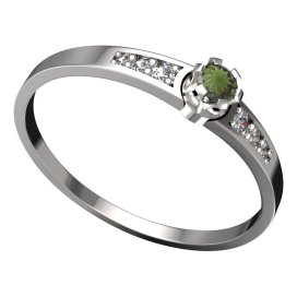 BG vltavínový prsten 553J Bílé zlato - 585 Vltavín a diamant