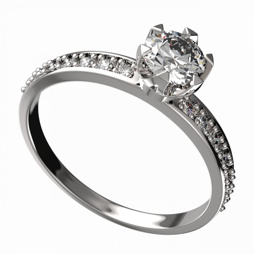 BG zlatý prsten s diamanty 872 E Bílé zlato - 585 Diamant lab-grown