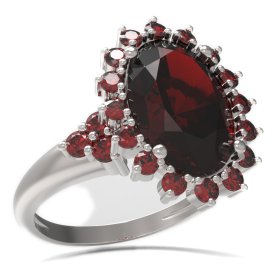BG prsten s oválným kamenem 507-U Stříbro 925 - rhodium Granát