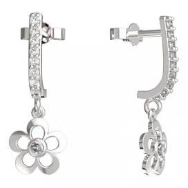 BeKid dětské náušnice pětilístek 833 Bílé zlato - 585 Diamant