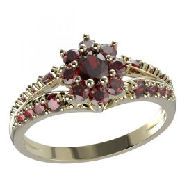 BG prsten s oválným kamenem 627-G Žluté zlato - 585 Granát