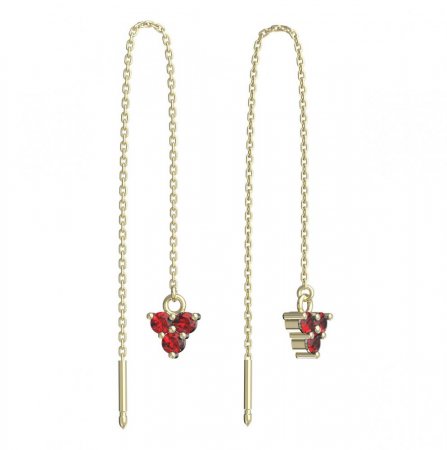 BeKid, Gold kids earrings -776 - Switching on: Chain 9 cm, Metal: Yellow gold 585, Stone: Red cubic zircon