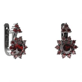 BG náušnice kruhováho tvaru 511-87 Stříbro 925 - ruthenium (30-90dní) Granát