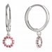 BeKid, Gold kids earrings -855 - Switching on: Circles 15 mm, Metal: White gold 585, Stone: Red cubic zircon
