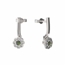 BG vltavínové náušnice 552 Bílé zlato - 585 Vltavín a diamant