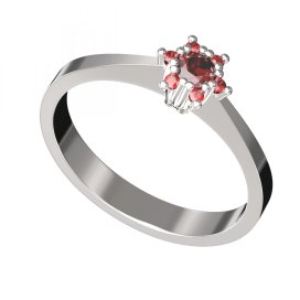 BG zlatý prstýnek s granátem nebo vltavínem 765 Bílé zlato - 585 Granát