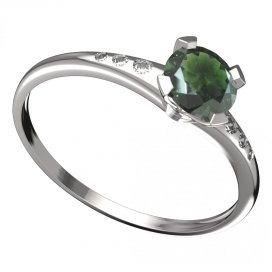 BG vltavínový prsten 558K Bílé zlato - 585 Vltavín a diamant