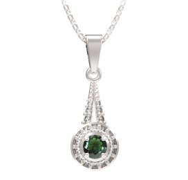 BG přívěs kruhového tvaru 541-G Stříbro 925 - rhodium Vltavín a  kubický zirkon