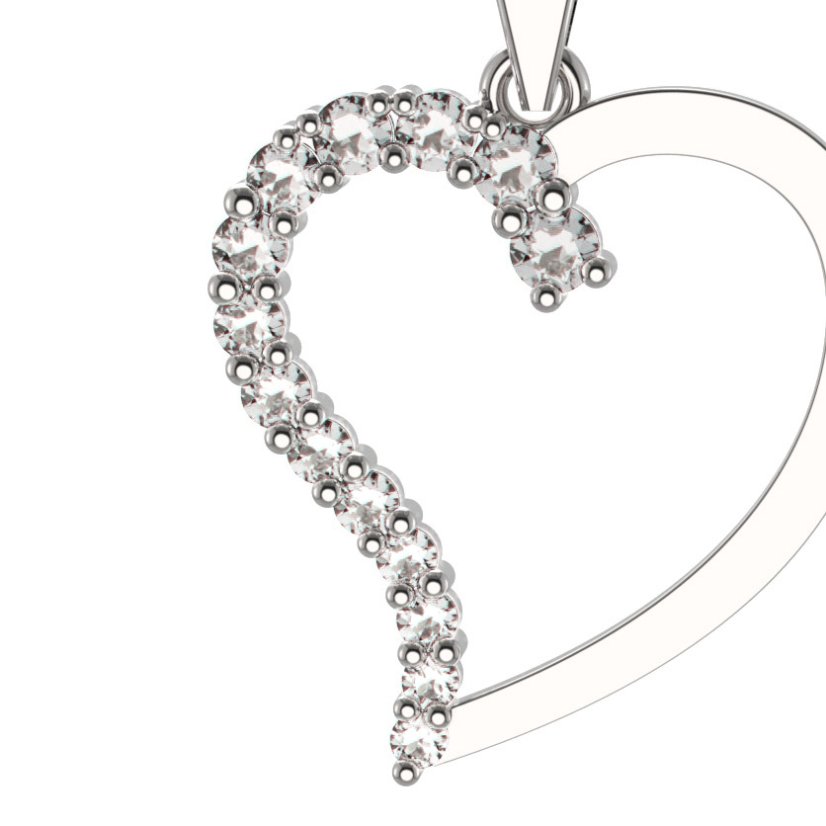 BG zlatý diamantový přívěšek srdíčko 1253 Bílé zlato - 585 Diamant lab-grown