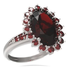 BG prsten oválný kámen 507-J Stříbro 925 - rhodium Granát