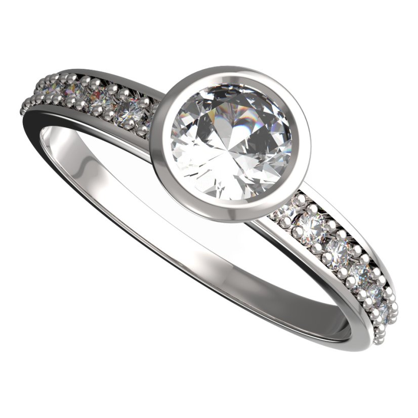 BG zlatý prstýnek 557 E Bílé zlato - 585 Diamant