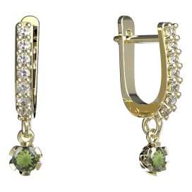 BG vltavínové náušnice 869 Žluté zlato - 585 Vltavín a diamant