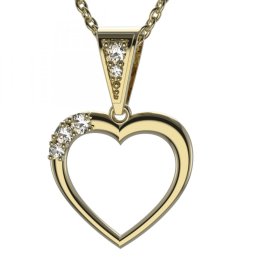 BG zlatý diamantový přívěšek srdíčko 1558 Žluté zlato - 585 Diamant lab-grown