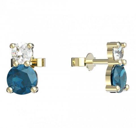 BeKid, Gold kids earrings -857 - Switching on: Puzeta, Metal: Yellow gold 585, Stone: Light blue cubic zircon