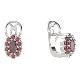 BG  náušnice 455-R7 oválné Stříbro 925 - rhodium Granát