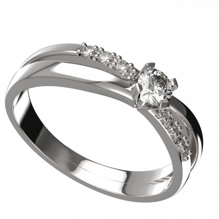 BG zlatý diamantový prstýnek 1443 /zásnubní-snubní/ - Kov: Bílé zlato 585, Kámen: Diamant lab-grown