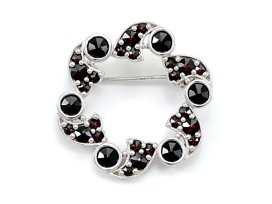 BG brož vsazeny kameny:český granát  415 Stříbro 925 - rhodium Granát