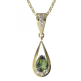 BG přívěs vsazen vltavín 638 Žluté zlato - 585 Vltavín a diamant