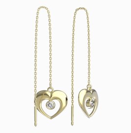 BeKid dětské náušnice srdíčko 610 Žluté zlato - 585 Diamant