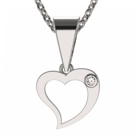 BG zlatý diamantový přívěšek srdíčko 1269 Bílé zlato - 585 Diamant lab-grown